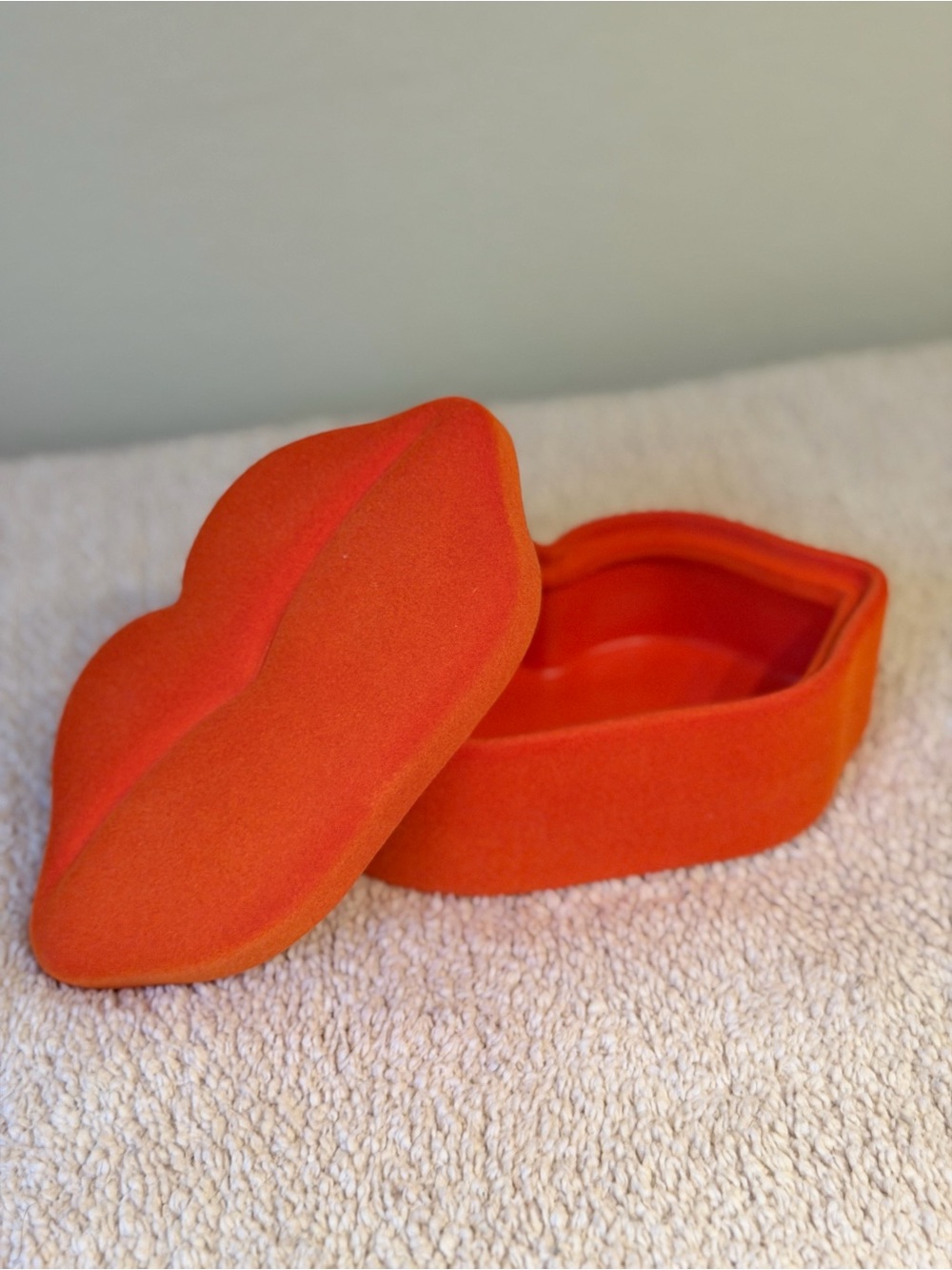 Urban Outfitters Red Lip-Shaped Trinket Dish with White Base